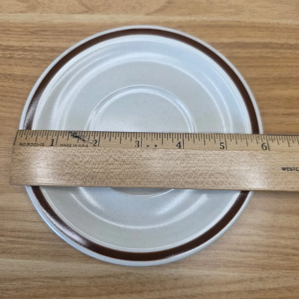 4 Vintage Woodhaven Collection Sandusky Saucers Stoneware Brown Band Japan